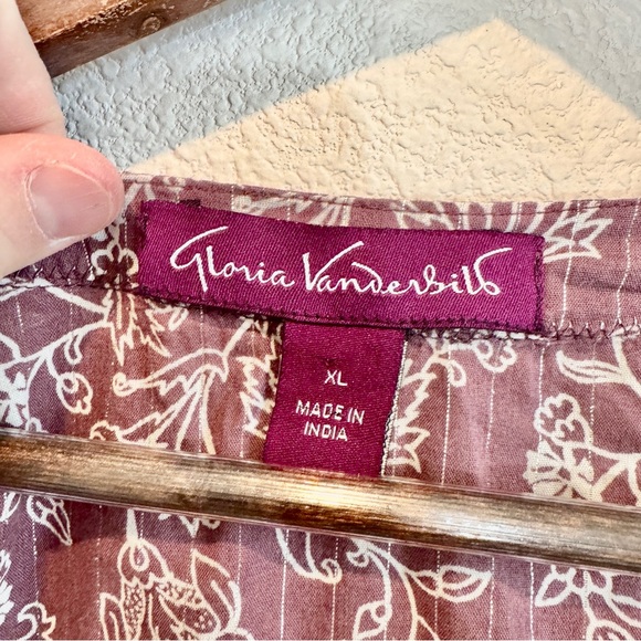 Gloria Vanderbilt Boho Prairie Floral Popover Top Cotton Peasant Blouse XL - Picture 3 of 11